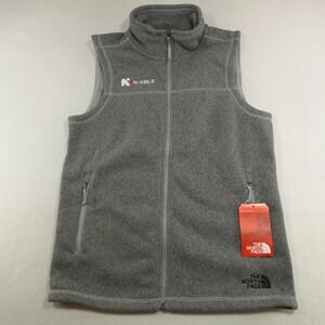 The North Face Vest Adult S/P Gray Sweater Fleece Full Zip Gorpcore Logos‎ NEW